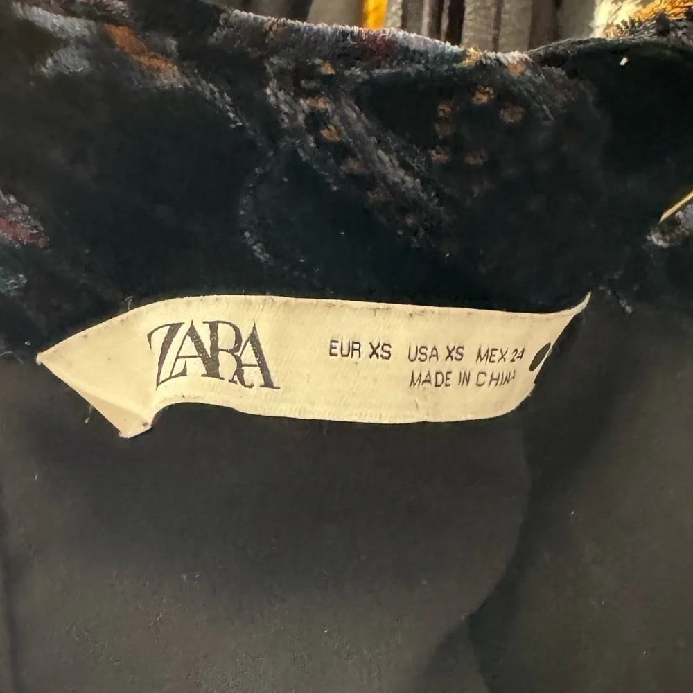 Zara- Black Velvet Paisley Longsleeve Mini Dress